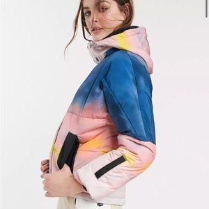Topshop SNO Cotton Candy Sky Printed Ski Jacket in Multi